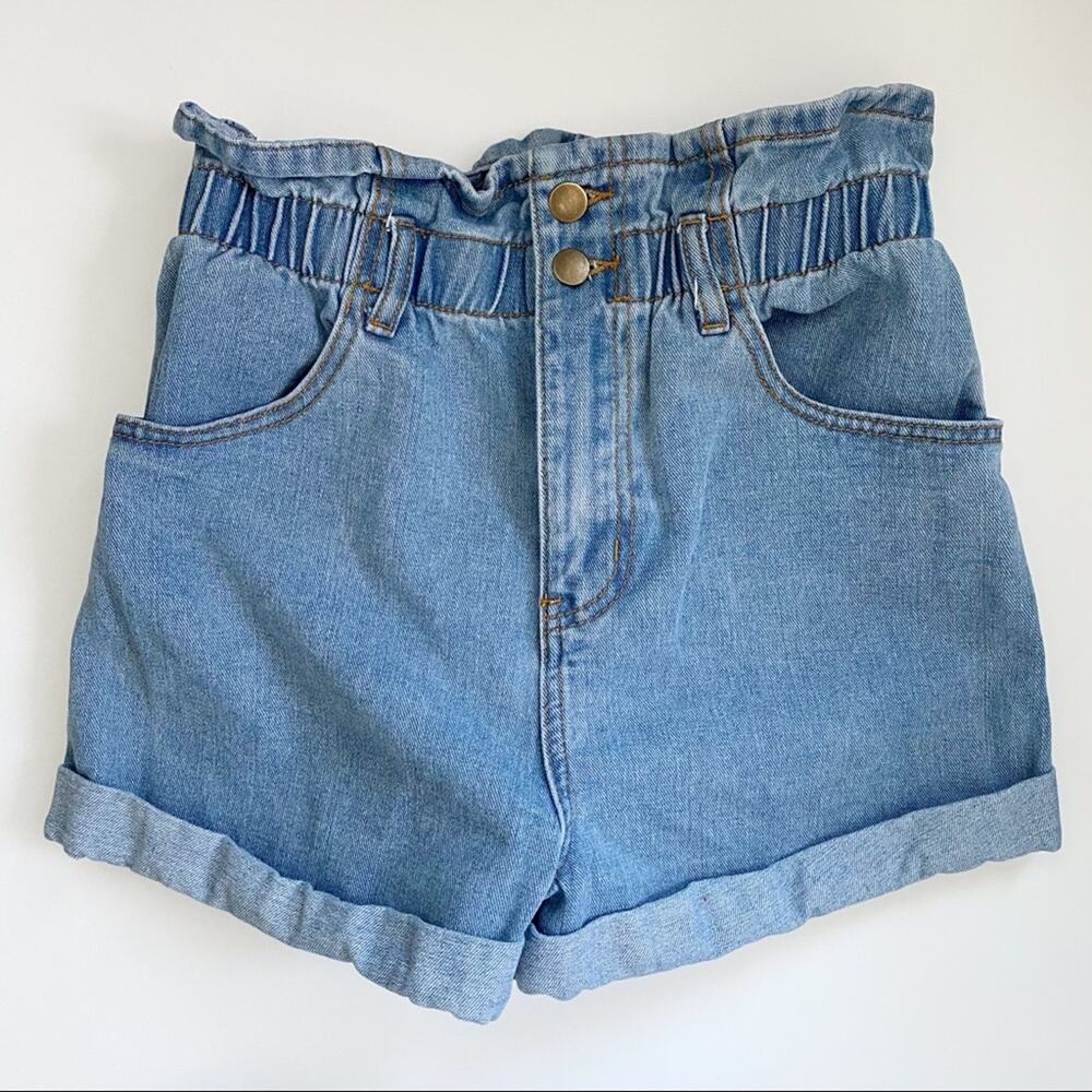 Forever 21 Contemporary Elastic Ruffle Waist Denim Shorts Size XS